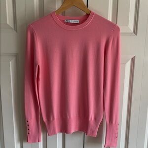 Zara Vibrant Pink Crew Neck Sweater